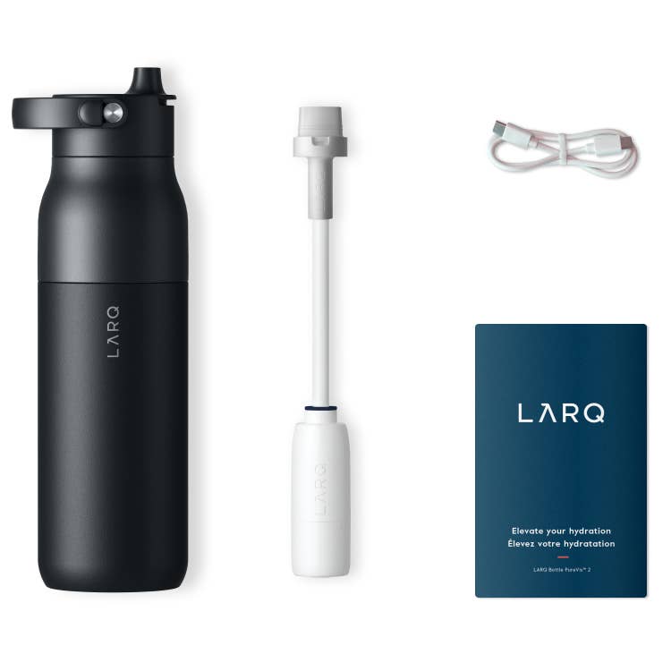 LARQ PureVis2 23oz - Bouteille d'eau intelligente - Noir Obsidienne: Sports, gym, voyages / Acier inoxydable / Enduit de poudre