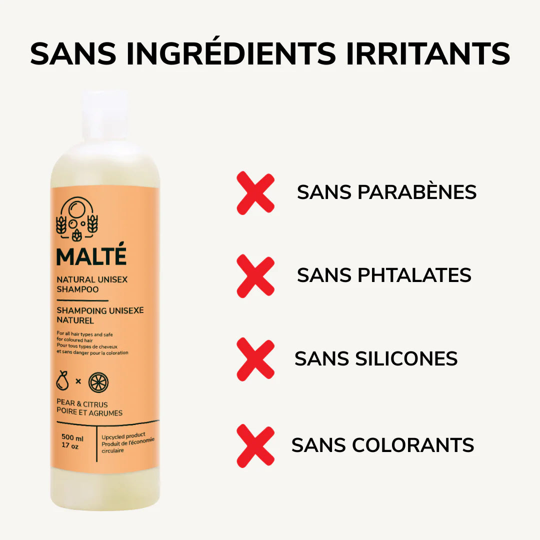 Shampoing unisexe naturel hydratation et volume - Poire et Agrumes