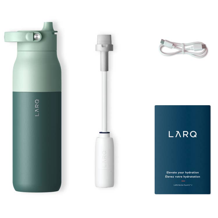 LARQ PureVis2 23oz - Bouteille d'eau intelligente - Vert Eucalyptus: Sports, gym, voyages / Acier inoxydable / Enduit de poudre