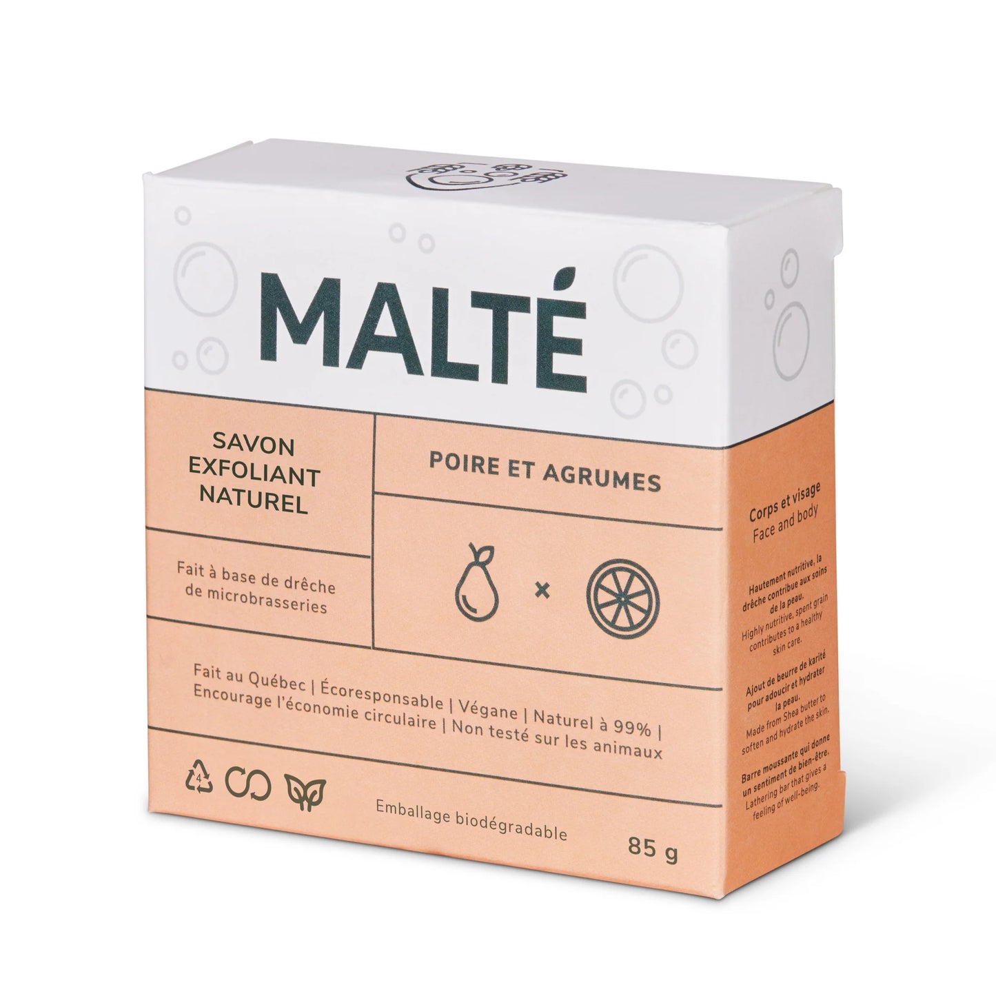 Natural moisturizing and exfoliating soap - Pear and Citrus 