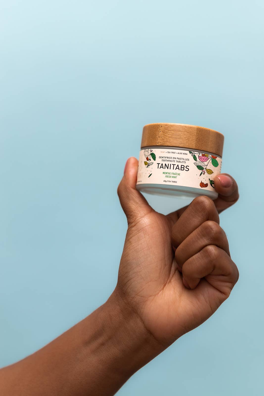 Tablettes de dentifrice à la menthe fraîche - Pot réutilisable - 124 comprimés: Bocal en bambou réutilisable + 124 TANITABS