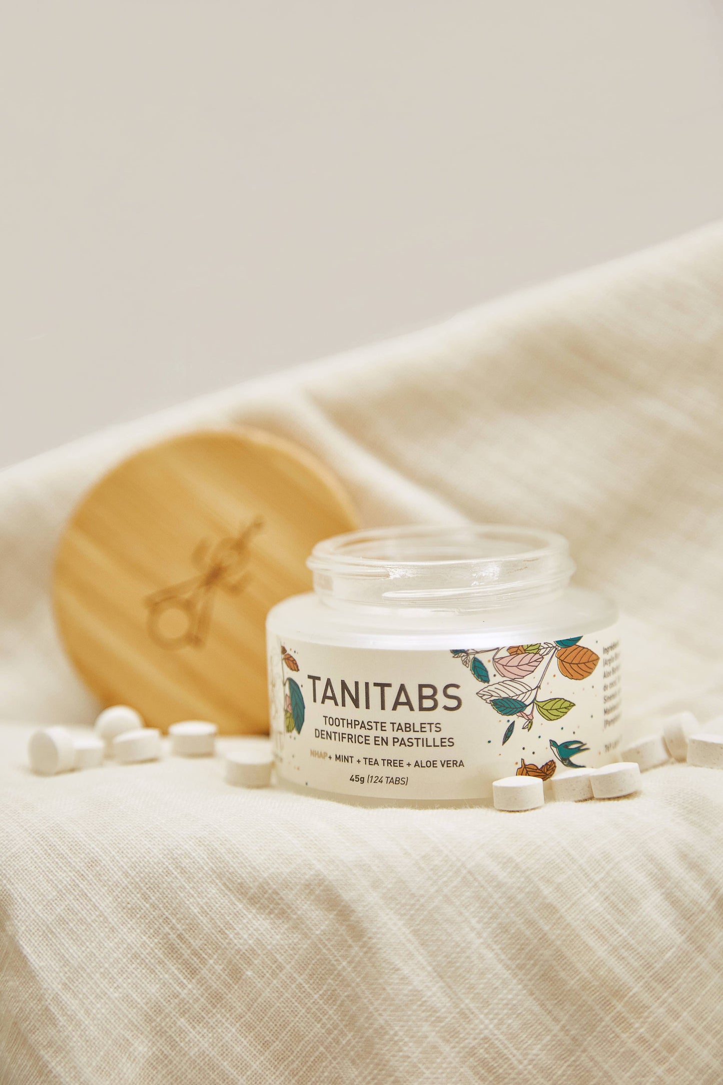 Tablettes de dentifrice à la menthe fraîche - Pot réutilisable - 124 comprimés: Bocal en bambou réutilisable + 124 TANITABS